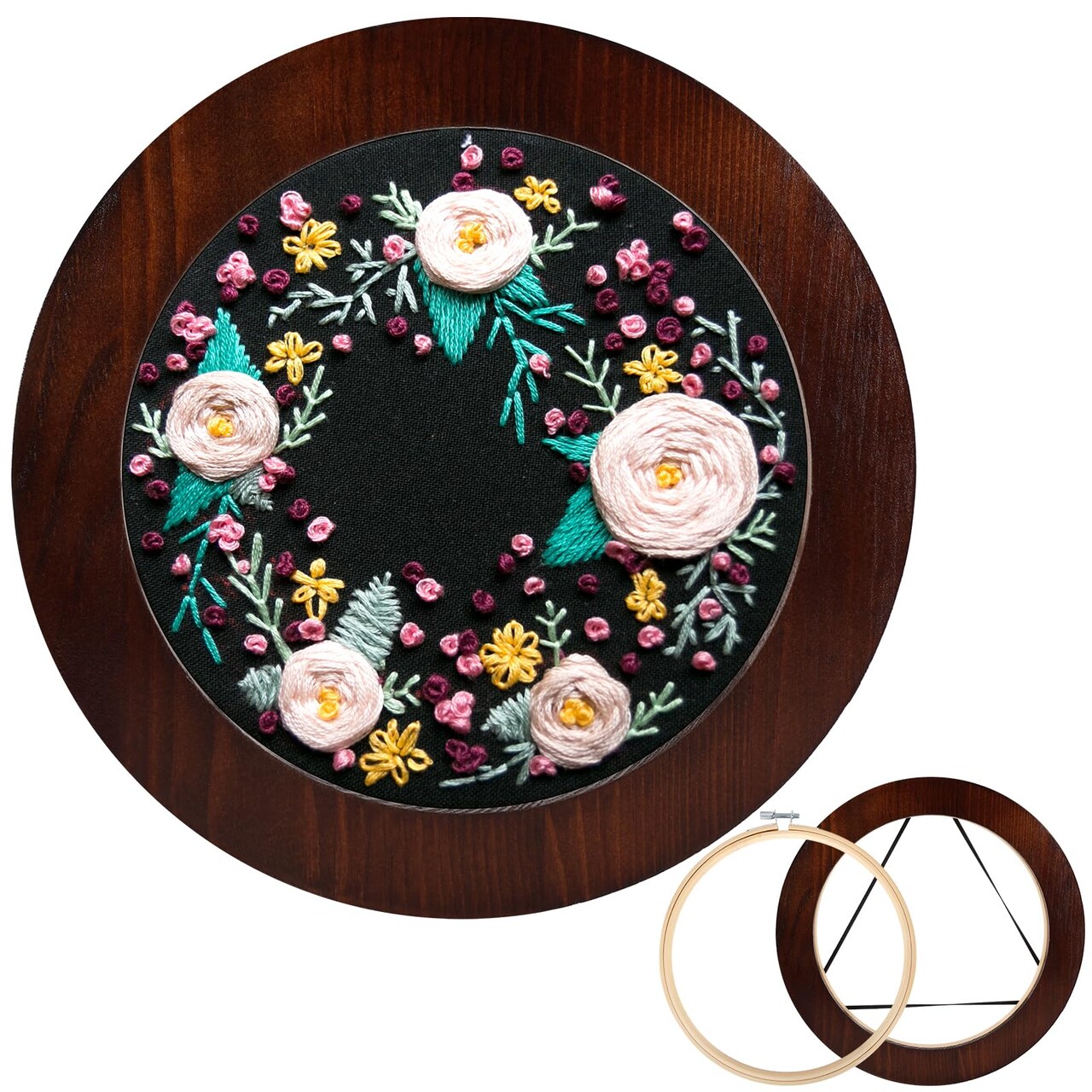 8 Inch Wood Embroidery Hoop Frame for Hanging Sewing Ornaments, Decorative Round Embroidery Frame for Display Finished Embroidery & Cross Stitch Arts